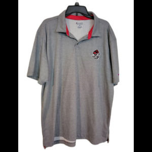 Champion Georgia Bulldogs Mens 2XL Polo Shirt UGA Gray Embroidered